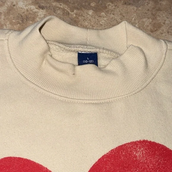OLD NAVY KIDS/GIRLS LRG 10/12 Cream Sweatshirt with Red Heart Long Sleeve - Picture 5 of 10